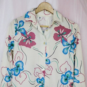 70&#39;s Floral Colorful Long Sleeve Blouse
