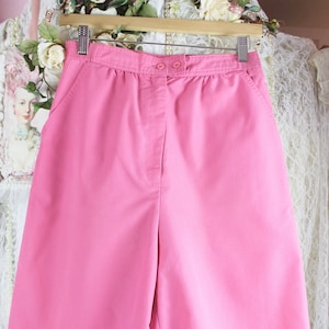 Vintage 70s Bubble Gum Pink High Waist Culotte Shorts, Lilys of Beverly Hills, 2 Front Pockets, Wide Leg, Poly/Cotton Blend, USA, Waist 27&quot;