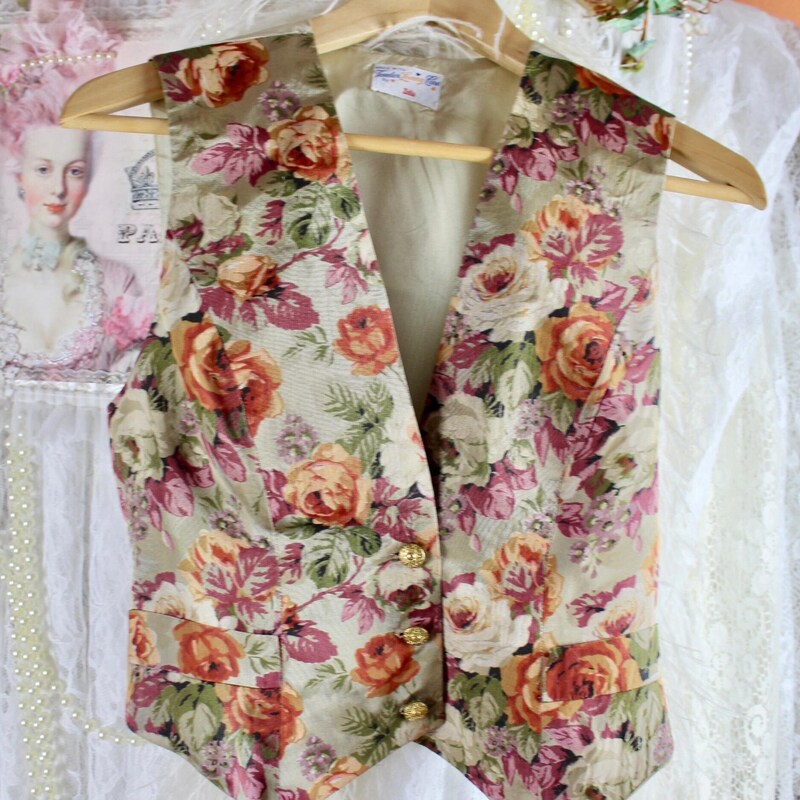 Women Vintage Floral Spliced Spring Cotton Vest main image 1