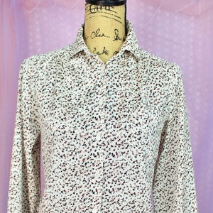 Vintage 70s 80s SportsCraft Abstract Blouse, Secretary Blouse, Classy Collared Button up Blouse, Size Small