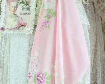 écharpe florale rose clair vintage, écharpes vintage, pastels, écharpes de tête, écharpes de sac à main, cadeaux