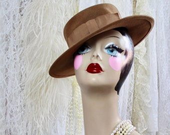MADCAPS NEW YORK PARIS Wide Brim Hat Wool Vintage Excellent Pre-Owned Condition Vintage 60s Madcaps Paris New York Brown Brimmed Hat, Bow  main image 4