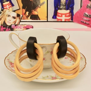 Vintage Wooden Dangle Hoop Earrings, Stylish Tribal Earrings, Bohemian Dangle Earrings, Gifts