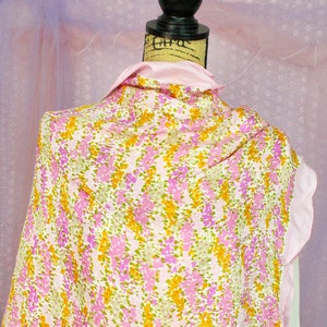 Vintage 70s Pink Floral Scarf, Scarves, Floral Hair Scarf, Handbag Scarf, VTG Beautiful Scarves