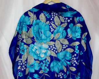 Vintage Blue Floral Scarf