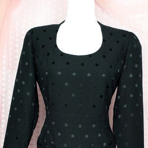 Vintage 80s 90s Black Polka Dot Dress, Mod Polka Dot Dress, Pinup Dress, Size Medium image 1