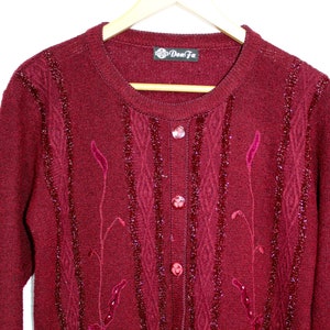 Vintage Glitzy Burgundy Sweater