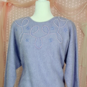 Vintage 90s Lavender Fluffy Sweater, Essential Element Sweater, Winter Fancy Sweater, Women&#39;s Classy Sweater, Size XL