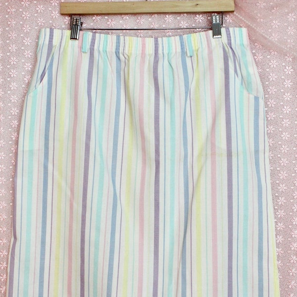 Vintage 80s 90s Colorful Striped Skirt, Preppy Striped Skirt, VTG Ename Skirt, Size Large