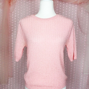 Vintage 60s 70s Pink KnitWear Top, Women&#39;s Knit Tops, VTG Pink El Mar Top, Size Medium Large