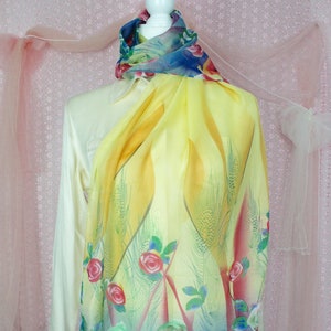 Vintage 70s Colorful Floral Scarf, Vintage Scarfs, Hair Scarf