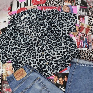 Y2Ks Leopard Cropped Blouse, Size Small