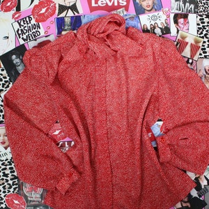 Vintage Red Button up Polka Dot Blouse