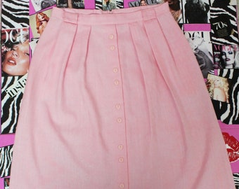 Vintage 70s 80s Pink Skirt by Honors Misses, Aline Skirt, Polyester Pink Skirt, Size Medium