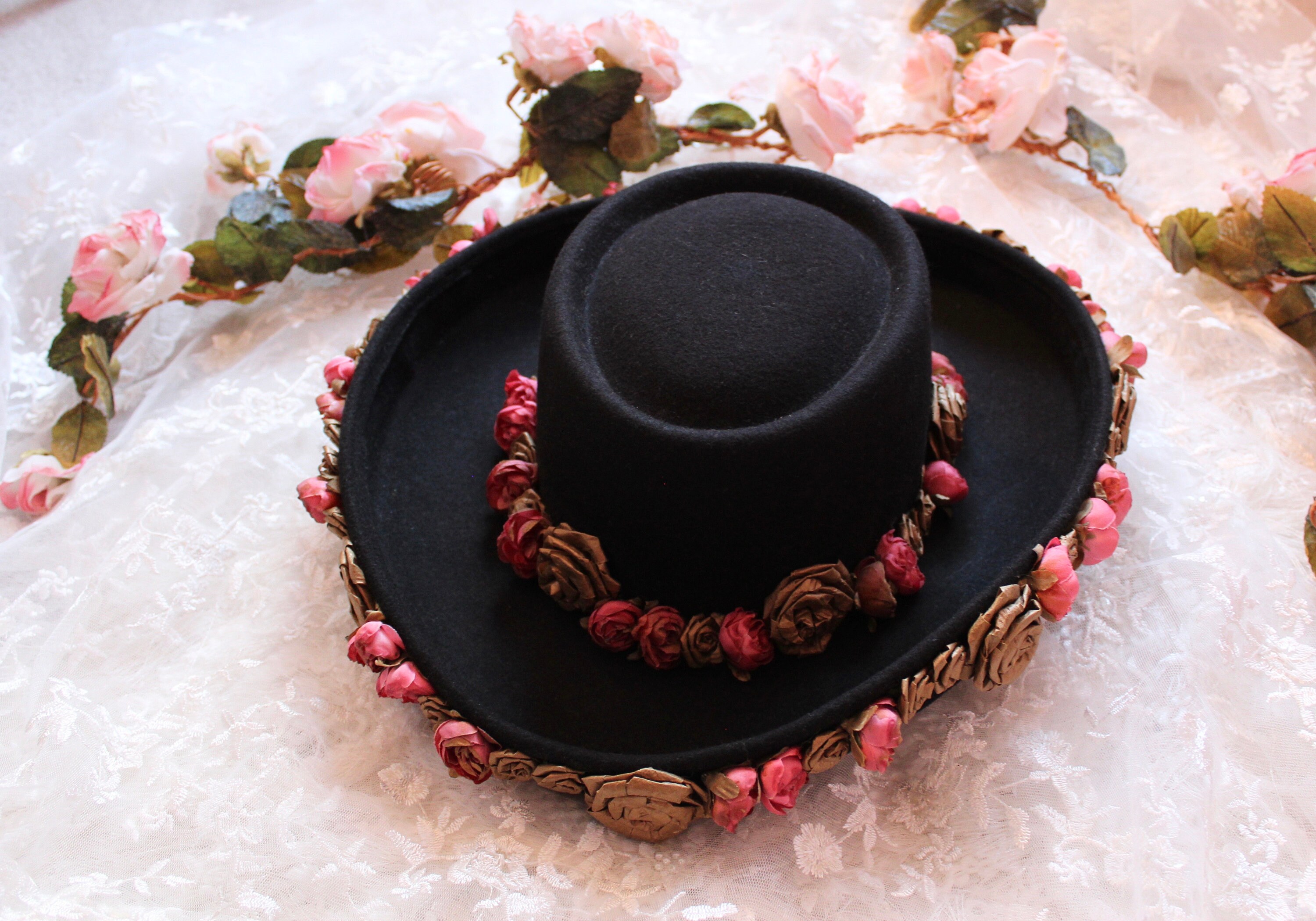 Vintage BOLLMAN HAT Co. 100% Wool & Doeskin Fedora Black w Animal Print Sash OS Bollman Collection 1920 main image 2