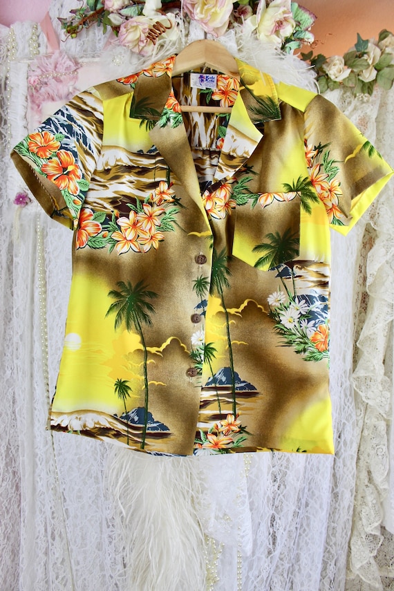 Camicia hawaiana Kole Kole vintage anni 70 e 80 camicia hawaiana tropicale colletto piccolo bottoni tasca frontale 100 poliestere taglia piccola media Etsy Italia
