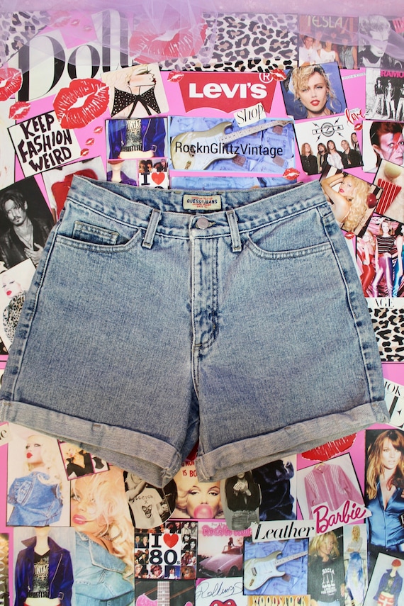 Vintage 90s Guess High Waisted Jean Shorts, Blue D