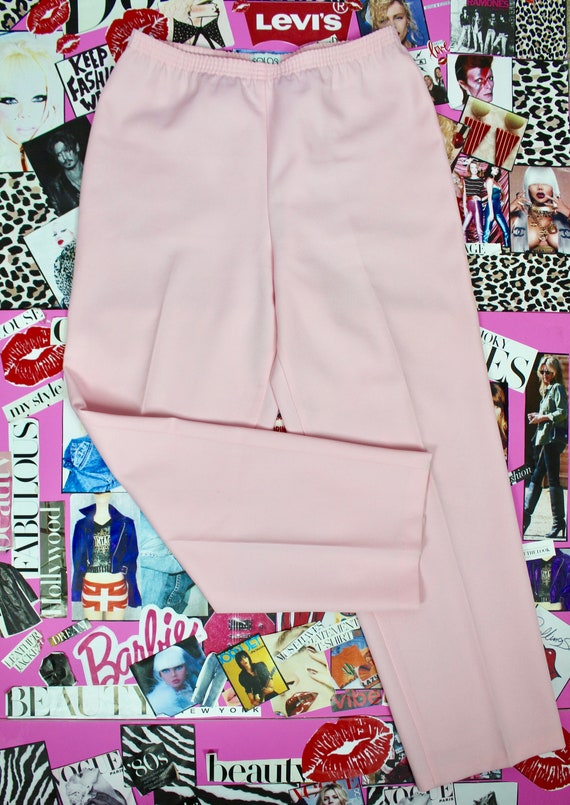 Vintage 70s Baby Pink Trousers, High Waisted, Car… - image 2