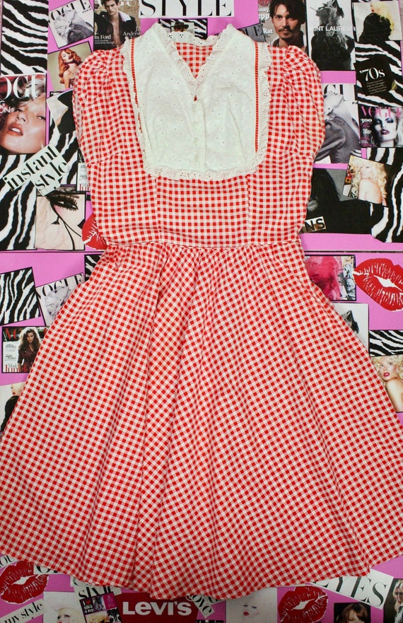 Vintage 50s Southern Bell Alamo Red/White Gingham 