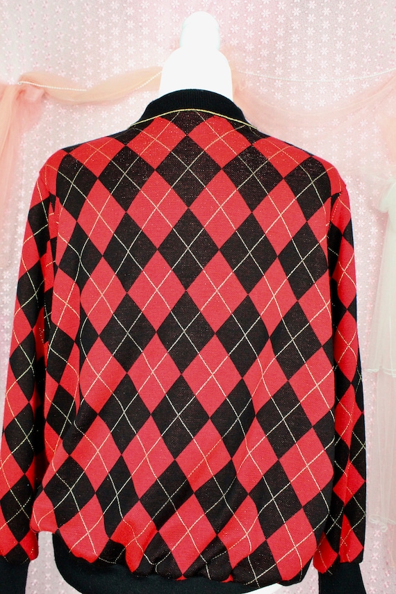 Vintage 90s Alfred Dunner Checkered Sweater, Black & Red Vintage 90s Alfred Dunner Checkered Sweater, Black & Red
