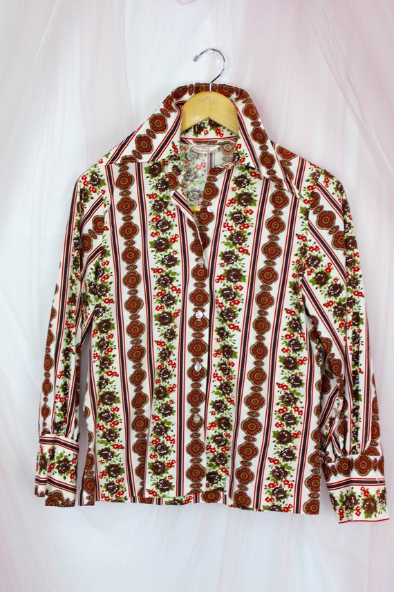 70's Brown Floral Shirt