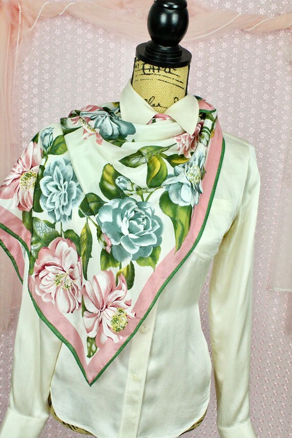 Grey + Pink Floral Scarf main image 0