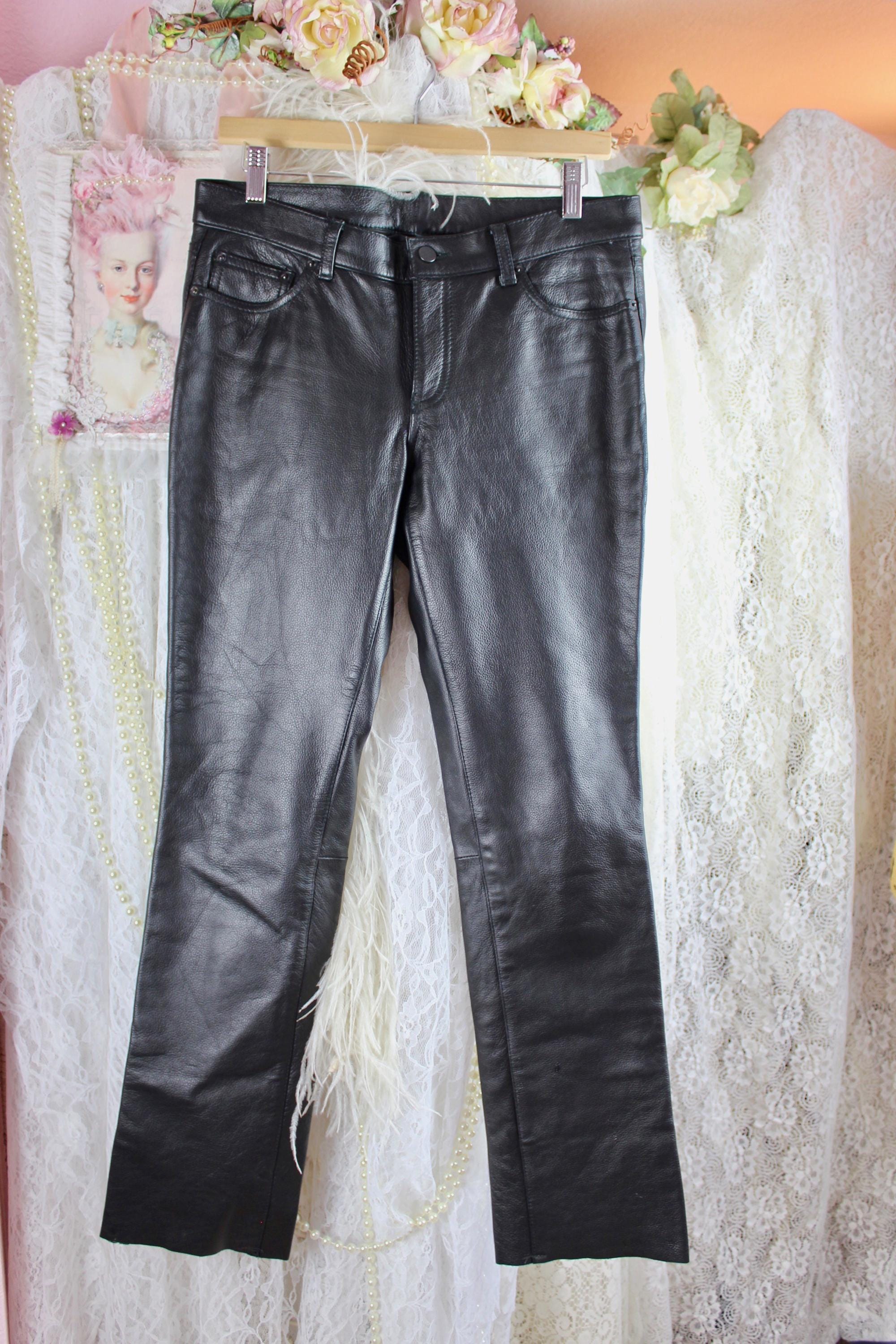 Vintage 90s First Classics Black Leather Pants, Motorcycle Leather