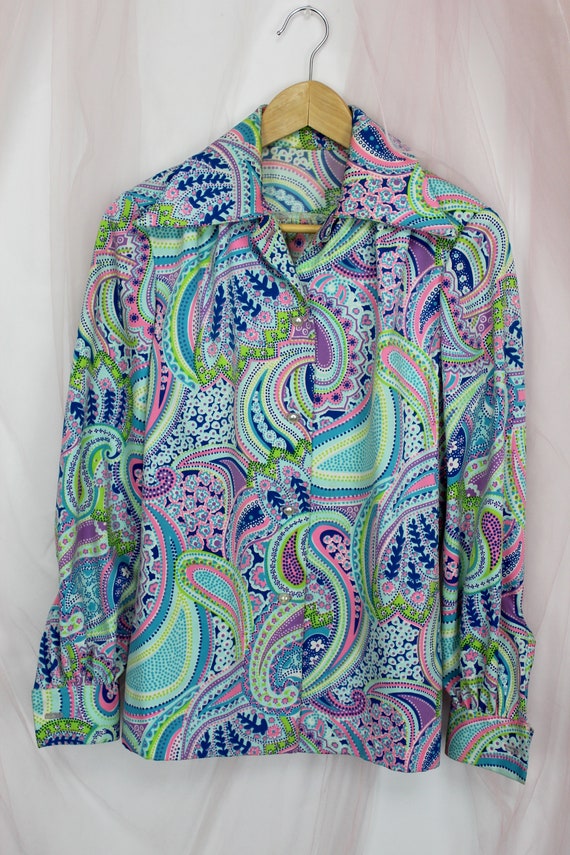 Vintage 70's Pattern Button Down - image 6