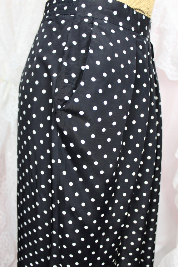 Vintage 90s Polka Dot Skirt, Black & White Polka … - image 4