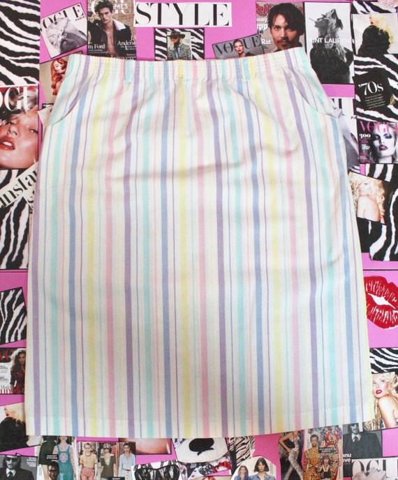 Vintage 80s 90s Colorful Striped Skirt, Preppy St… - image 7