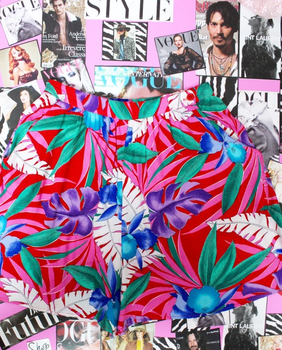 Vintage 90s Tropical Shorts, Women's Shorts, Plan… - image 1