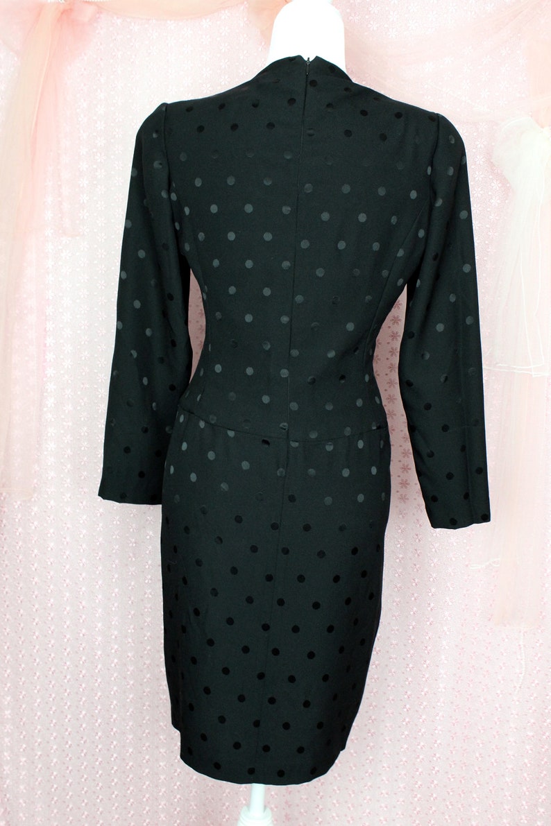 Vintage 80s 90s Black Polka Dot Dress, Mod Polka Dot Dress, Pinup Dress, Size Medium image 4