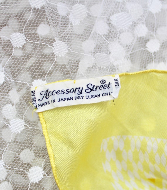 Vintage Yellow Silk Abstract Small Scarf, Hair Sc… - image 4