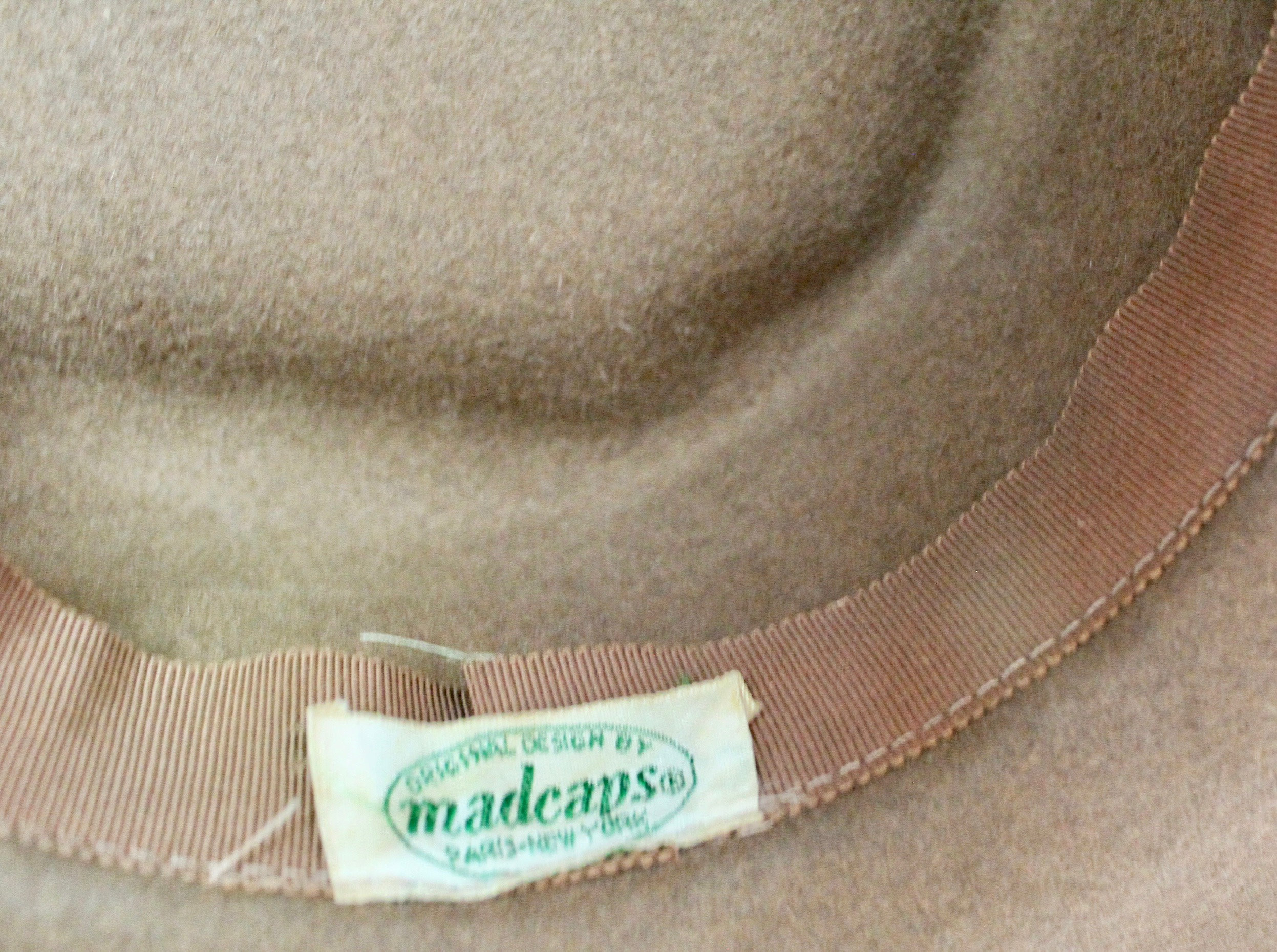Vintage 60s Madcaps Paris New York Brown Brimmed Hat, Bow 
