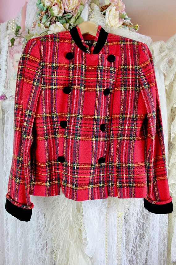 Vintage 90s Red/Black Blazer, Preppy Blazers, High