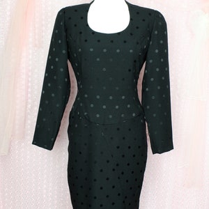 Vintage 80s 90s Black Polka Dot Dress, Mod Polka Dot Dress, Pinup Dress, Size Medium image 2