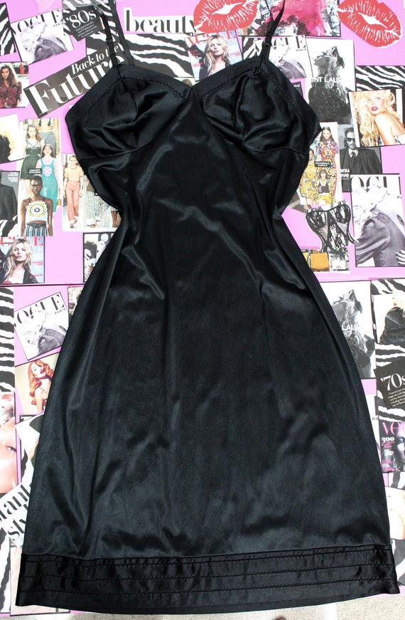 Vintage 70's Kayser Black Slip,Sexy Lingerie