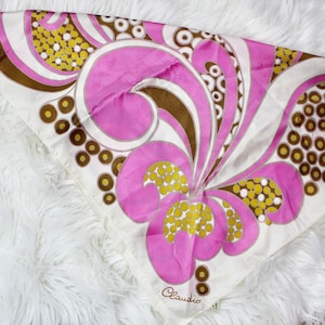 Vintage 60s 70s Colorful Abstract Scarf, Silky Scarf, Women Beautiful Scarf, Italian Scarf
