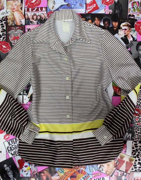 Vintage 80s 90s Striped Button Up Shirt - image 1