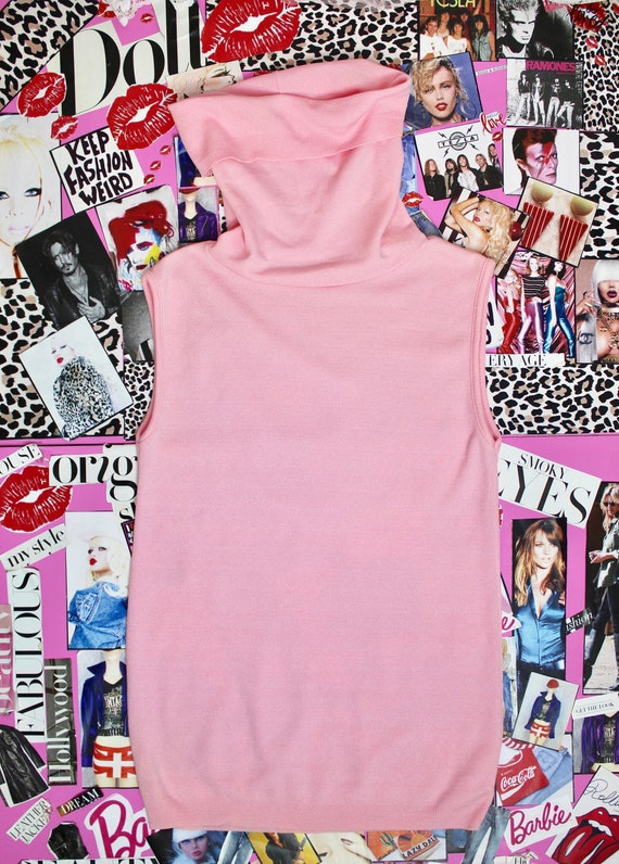 sleeveless pink turtleneck