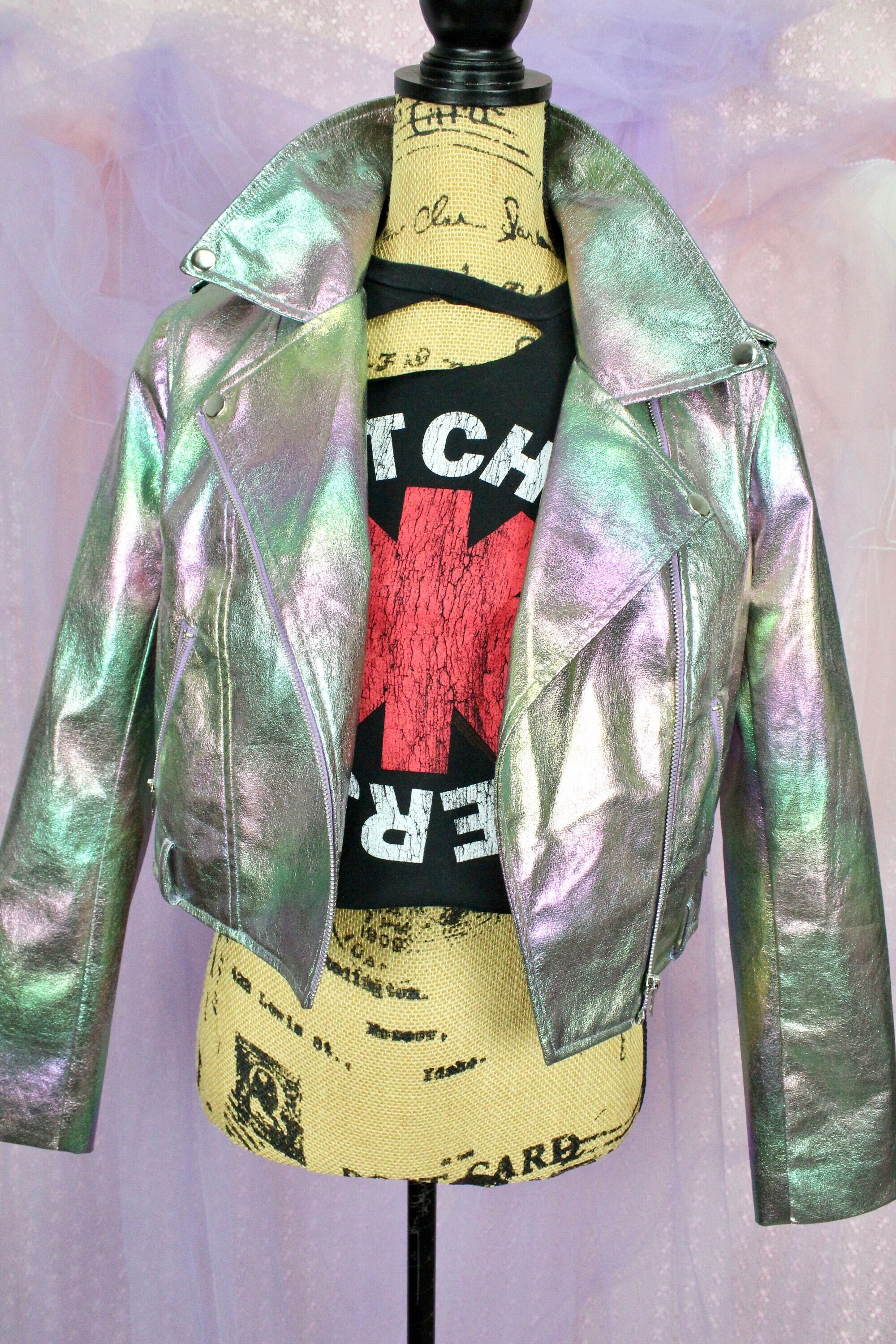 Iridescent leder Leather Jacket