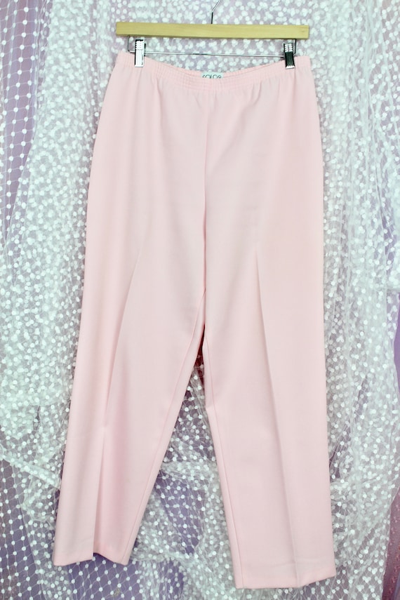 Vintage 70s Baby Pink Trousers, High Waisted, Car… - image 3