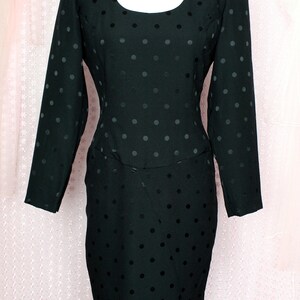 Vintage 80s 90s Black Polka Dot Dress, Mod Polka Dot Dress, Pinup Dress, Size Medium image 3