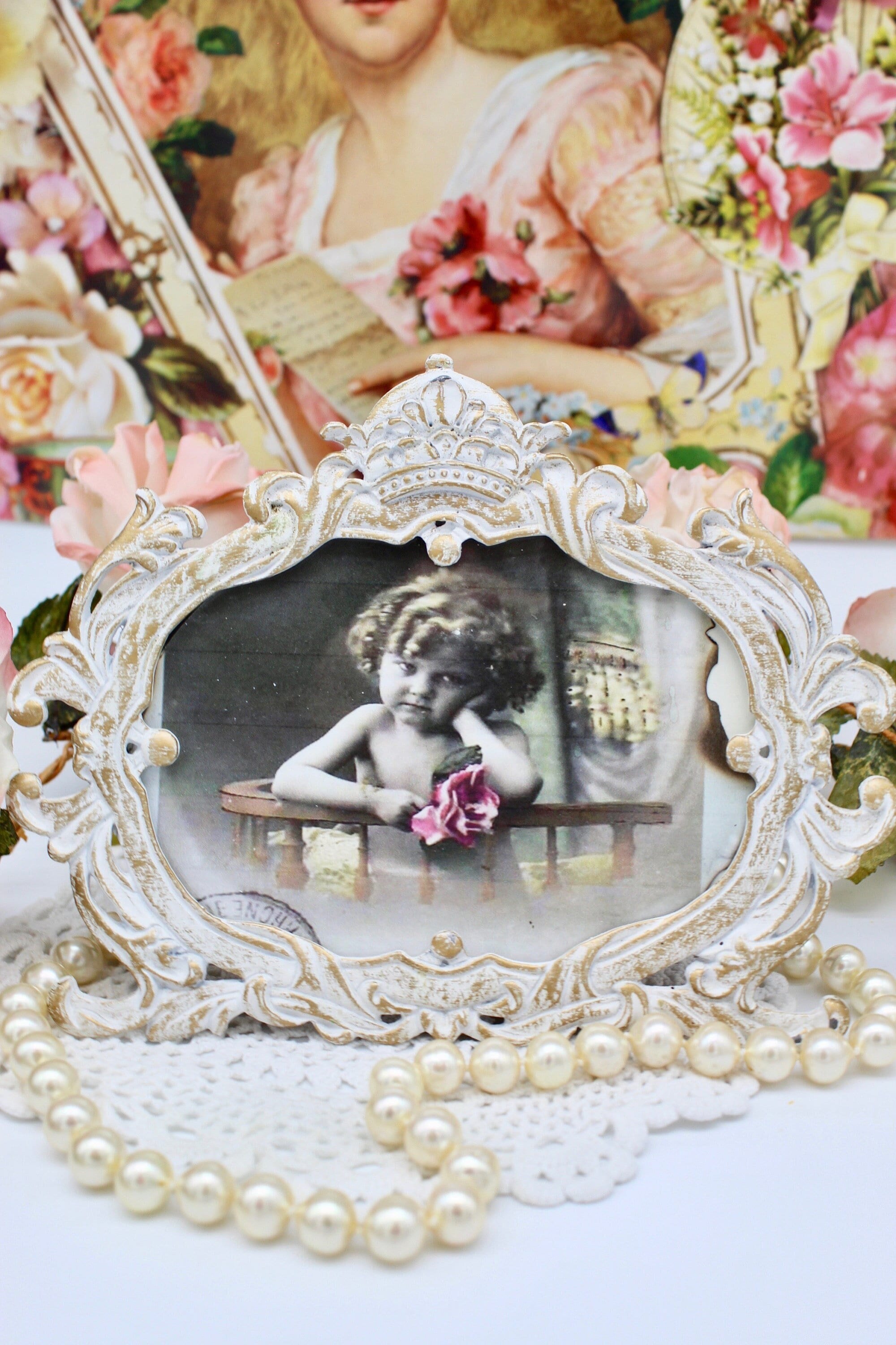 □ バロックスタイル メタルフォトフレーム 6個セット アンティーク