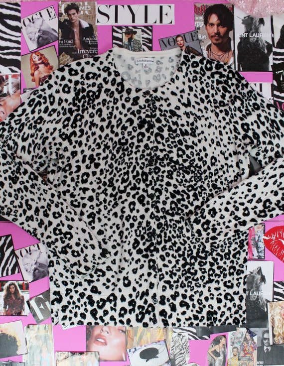 Animal Print Black/White Cardigan, Croft & Barrow… - image 1