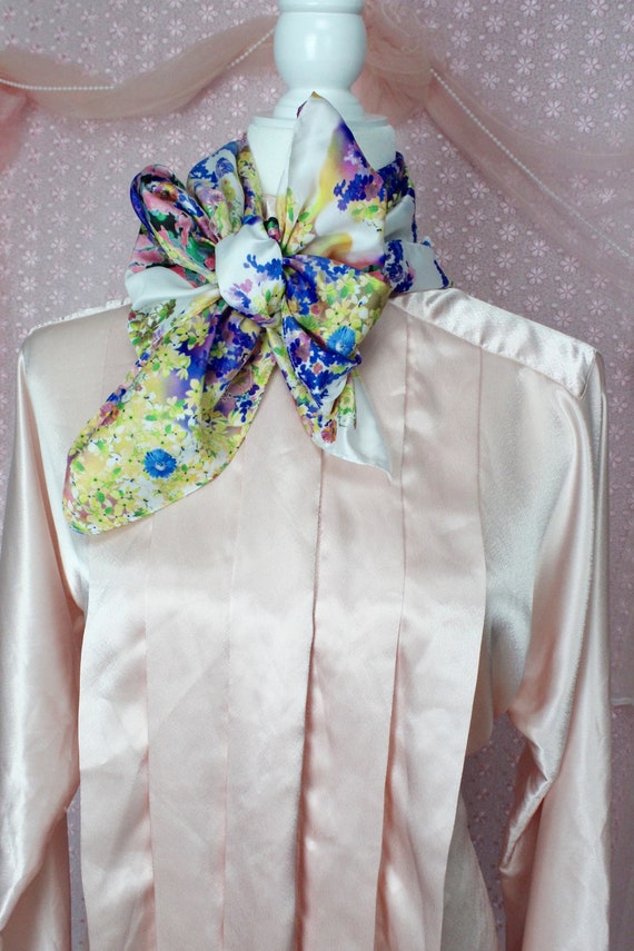Vintage 70s 80s Italian Colorful Floral Scarf, Cl… - image 5