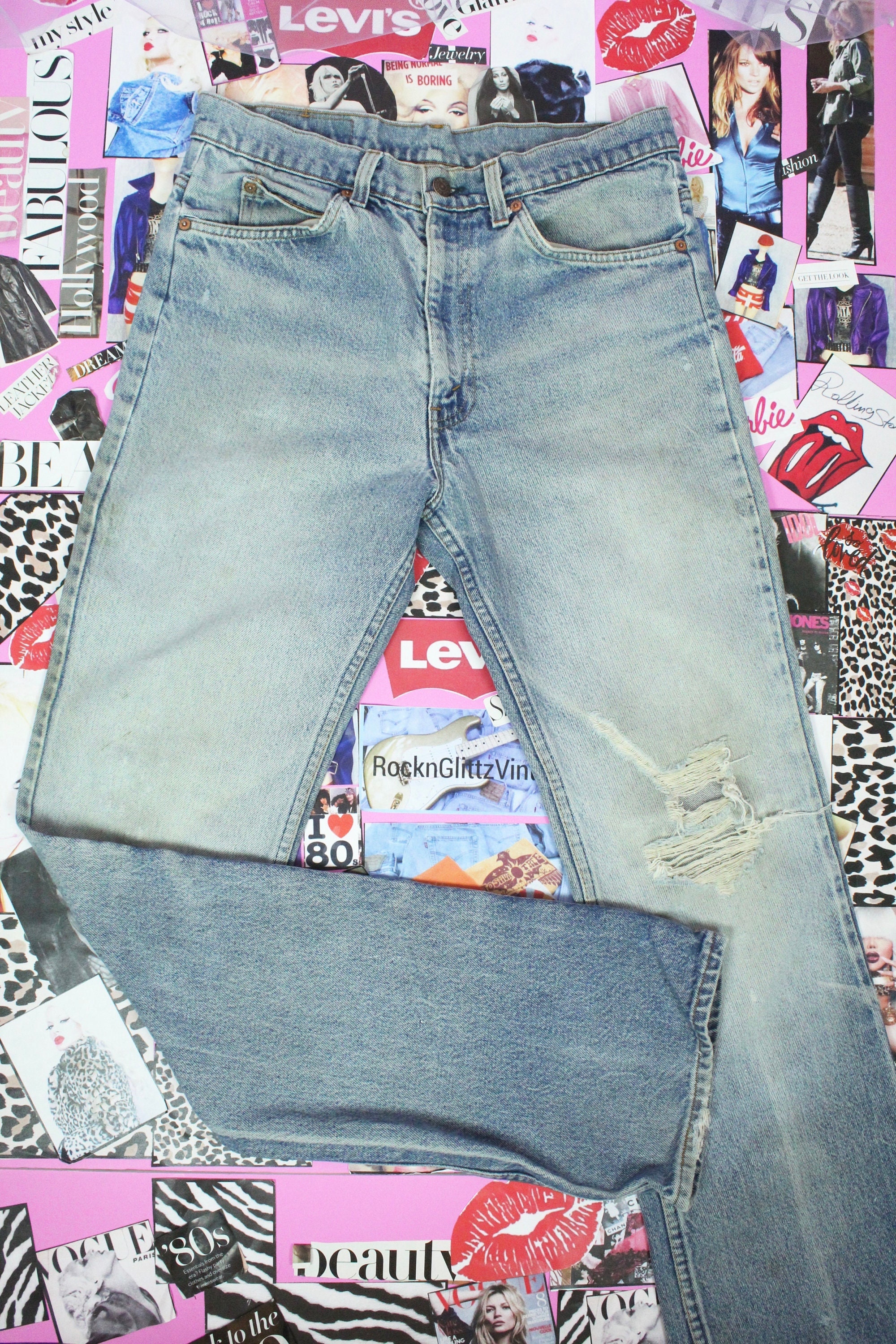 Vintage 70s 80s Levi's 0217 Saddleman Denim Jeans, Orange
