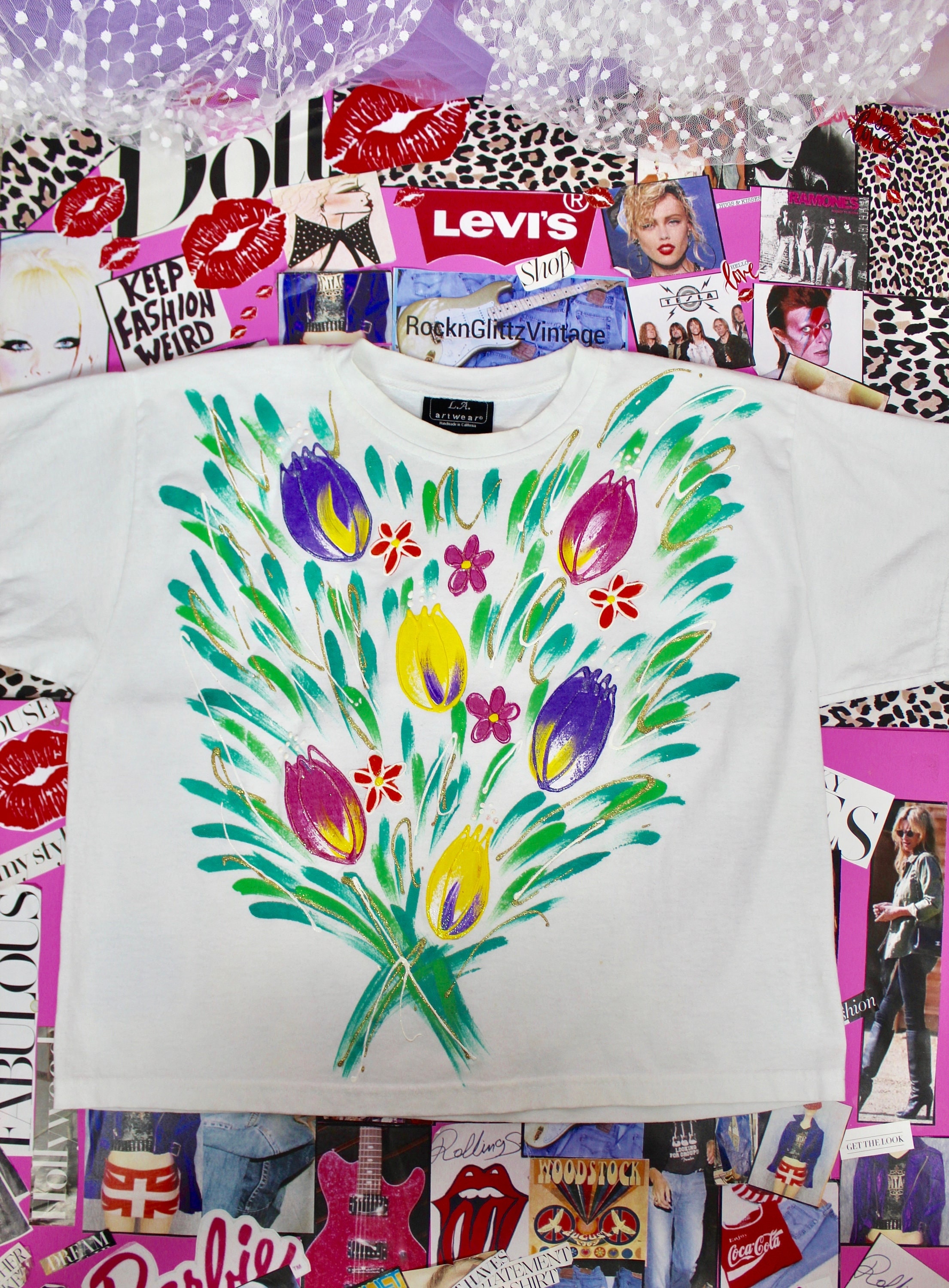 Vintage 90s Artwear T-shirt, Acrylic Floral Designs, Summer T-shirt, Handmade Art, Artsy T-shirt, Size Large - Etsy Vintage 90s Artwear T-shirt, Acrylic Floral Designs, Summer T-shirt, Handmade Art, Artsy T-shirt, Size Large - Etsy