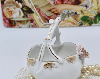 アンティークローズバスケット Vintage Mini Floral Ceramic Basket