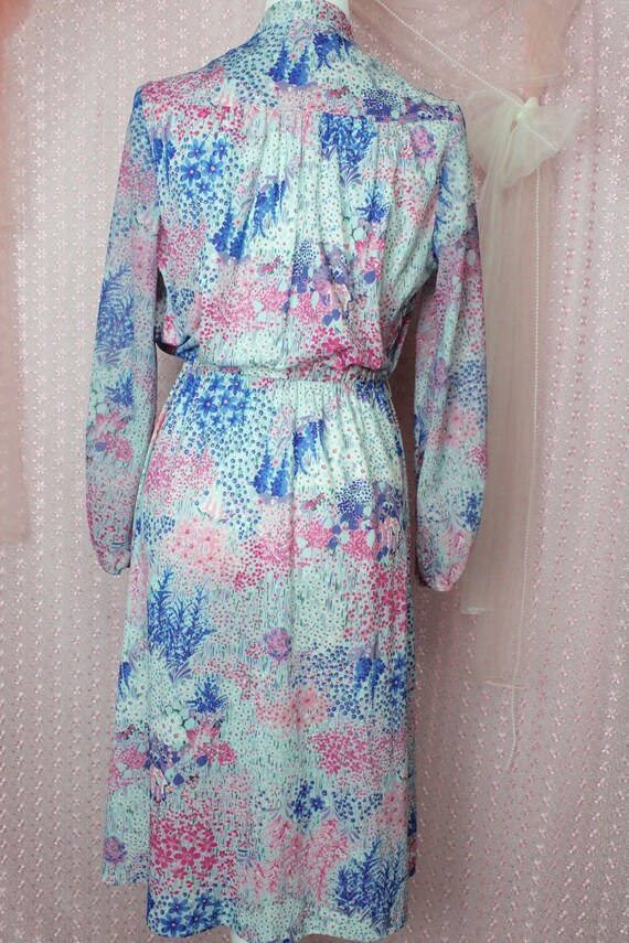 Vintage 70s Colorful Floral ShirtDress, VTG Color… - image 6